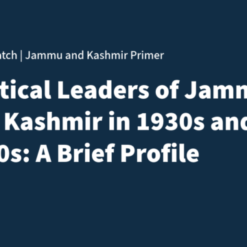 Political Leaders of Jammu and Kashmir in the 1930s and 1940s: A Profile